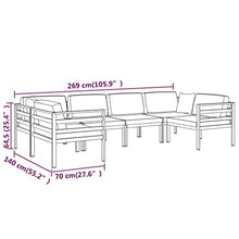 KPOUTRFG 6-Piece Anthracite Aluminum Frame Outdoor Sofa Set with Large Modular Seating and Weatherproof Polyester Cushions for Garden Furniture