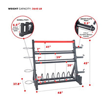 Sunny Health & Fitness All-In-One Weights Storage Rack Stand Black