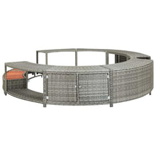 Round Poly Rattan Hot Tub Surround for Standard Spas, Weather-Resistant Outdoor Spa Furniture with Storage, Durable Powder-Coated Steel Frame, Grey