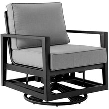 Afuera Living Aluminum Outdoor Swivel Glider Chair, Black Frame with Dark Grey UV-Resistant Cushions, 35" H x 31" W x 32" D, Modern Style Durable Patio or Garden Chair with Smooth Swivel Function