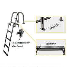 SAeWare Pool Ladders 4 Steps Drop Down Boarding Ladder, Marine Pontoon Boat Dock Heavy Duty Aluminum Boarding Ladder with Handrails, Non-Slip Treads