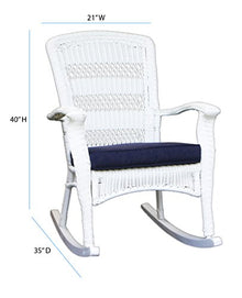 Tortuga Outdoor 3 Piece Portside Plantation Rocking Chair Set with Side Table White Coastal