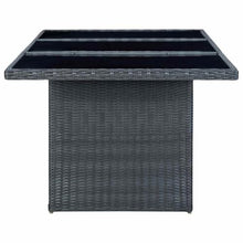 Fisinber 79 Inch Large Outdoor Dining Table, Modern Rectangular Garden Patio Furniture with Tempered Glass Top and Steel Frame, Seats 8 People, Dark Grey Poly Rattan