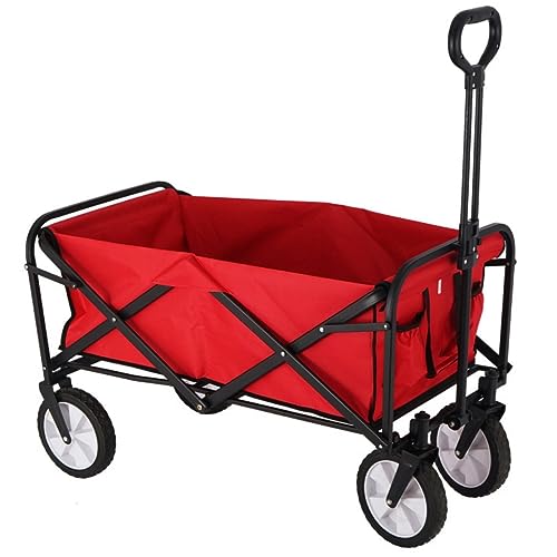 BIOMICE Collapsible Wagon Shopping Cart Portable Folding Trolley Cart Garden Heavy Duty Wagon with Wheels for Outdoor Garden Cart