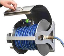 DOIBG Retractable Hose Cart Stainless Steel Garden Hose Reel,Heavy Duty Removable Hose Reel,Wall/Floor Mounted Metal Water Hose Reel-Rack+35m Hose