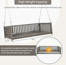 Twin Size Porch Swing Bed - Gray Acacia Wood Frame for Patio & Garden