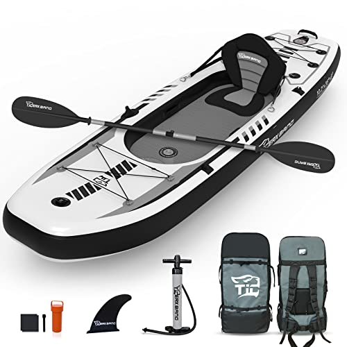 TIGERXBANG Inflatable Kayak with Detachable Seat Black