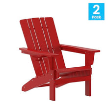 Flash Furniture HDPE Adirondack Chair with Cup Holder, Red, 2-Pack