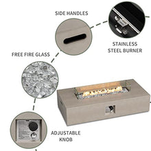 COSIEST Outdoor Propane Fire Pit Table, 56-inch x 28-inch Rectangle Gray Concrete-Like Finish, Certified, 50,000 BTU Stainless Steel Burner w Transparent Gray Fire Glass, Wind Guard, Raincover