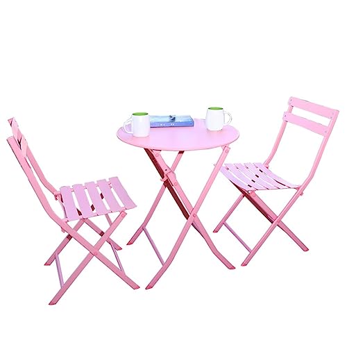 JKSVTF Outdoor Tables Chairs Patio Garden Furniture Set, Bistro Set 3 Piece, Folding 2 Chairs 1 Table, Premium Steel Patio Table Chairs for Balcony