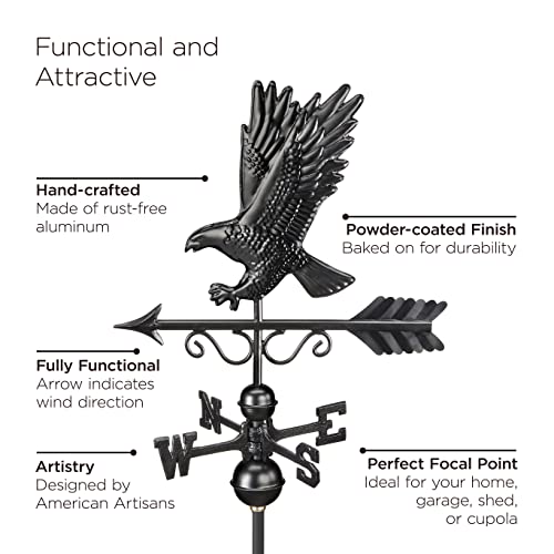 Good Directions 18" Square Manchester Vinyl Cupola with Black Aluminum Roof and Eagle Weathervane Vinyl/Black