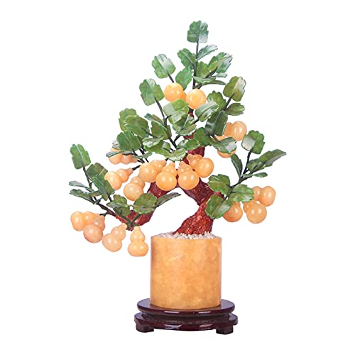 Artificial Bonsai Jade Carving Jade Gourd Bonsai Desk Display Fengshui Town House Lucky Ornaments for Home Office Bonsai Ornaments House Plant (Size : Small)