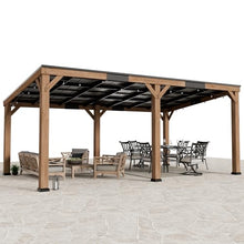 Modern Shade Hardtop Gazebo 12x20, Cedar Wood Gazebo with Supports Heavy Snow & High Winds, Sturdy Sloped Roof Design, Rot-Resistant Wood Construction, Ideal for Patio, Garden