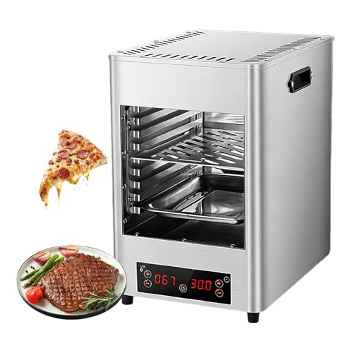 KUSOLE Electric Steak Grill, 1700W countertop Stainless Steel Grill, 8 Grill Slots, 5-Minute preheating, 0-30 Minute Timer, Temperature Range 32~1450℉ Metallic
