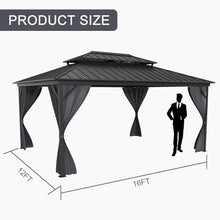 GAOMON Hardtop Gazebo Outdoor Metal Pavilion Gray 12x16