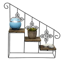 SIDUFHAOPKLL 3 layer Decorative Iron Plant Rack Stand Plants Succulent shelf Stair Wall hanging Desktop flower stand +wood plate
