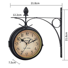 EHVYBDX Clocks Outdoor Waterproof, Double-Sided Outdoor Clocks for The Garden Wall Mounted Battery Powered Metal Hanger Outside Clock