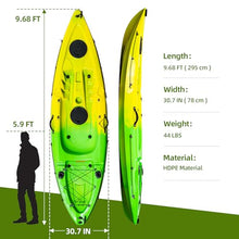 ProMaintain 9.68FT Fishing Kayak with Paddle, Sit on Top Design, 308LBS Capacity Green Yellow