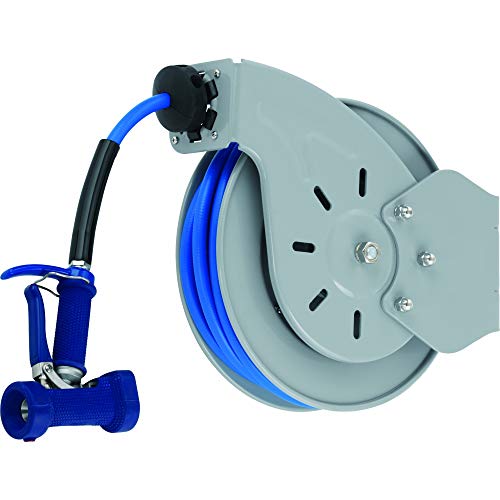 T&S Brass B-7232-05 Hose Reel, Open, Epoxy Coated Steel, Front Trigger Water Gun, 3/8" ID x 35' Hose