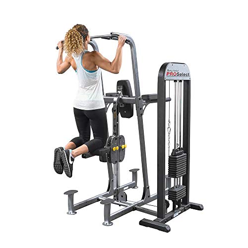 Body-Solid FCD-STK Selectorized Knee Lift Tower with Weight Assist Black Gray