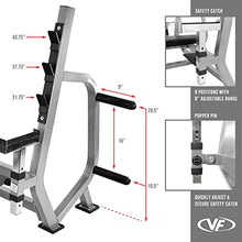 Valor Fitness Olympic Weight Bench Press Station Spotter Arms Adjustable Safety Catch Plate Storage Pegs Power Lifting Home Gym Workout Equipment BF-49 Metallic Grey and Black
