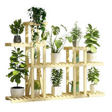 Wood Plant Stand Indoor Outdoor Flower Rack Multi Layer Flower Shelf Rack Higher And Lower Plant Holder Large Capacity Plant Display Rack Floor Standing Ladder Frame For Garden Balcony Patio