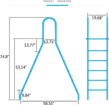 52 Inch Safety Ladder for Above Ground Outdoor Swimming Pools ，304 Stainless Steel Pool Ladder, 4 Steps Ladder, Capacity 500 Lbs