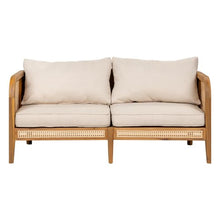 Christopher Knight Home Tilden Acacia Wood Outdoor Loveseat, 2-Seater Patio Furniture Sofa with Wicker Accent, Wooden Patio Sofa Couch with Armrest+Cushions, Comfy Lounging/Reading Chair, Teak+Beige