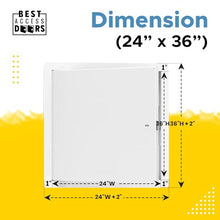 Best 24" x 36" Uninsulated Fire Rated Metal Access Panel with 1” Flange, LEED Compliant 16-Gauge Cold Rolled Steel Access Door, Self-Latching Drywall Panel for Walls, White Powder Coat Finish,BA-PFN