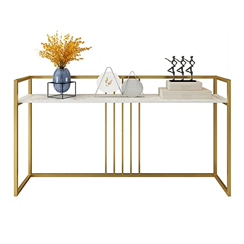OGMOYT Console Table Marble Wrought Iron Porch Table Dining Side Table Wall Side Long Table Narrow Tabl 31.4脳11.8脳31.4 Inch
