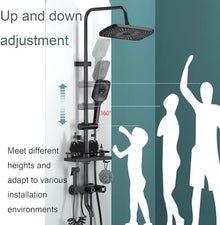 Matte Black Outdoor Shower Fixtures Shower with Rainfall Shower Head,3 Functions Hand Sprayer Exposed Shower