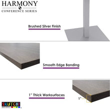 2 Person small Bistro Height Round Shaped Table with Square Base | Harmony Series Standing Height Meeting Table for Offices and Breakrooms | Scratch -Resistant Laminate | Natural Eucalyptus | 36"D x