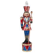 Design Toscano Illuminated Bavarian-Style Giant LED Christmas Nutcracker Soldier Statue Full Color