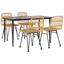 Molumvel 5-Piece Patio Dining Set with Table and 4 Chairs, Weather-Resistant Poly Rattan Furniture for Garden, Backyard, and Outdoor Living Space