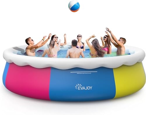 KLKE Inflatable Round Above Ground Swimming Pool Set Blue