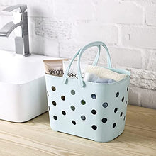 Plastic Storage Basket Collapsible with Handle - Portable Outdoor Picnic Basket Space Saving Storage Basket for Kitchen Shelves Bathroom,Green (Green)