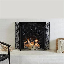 Fireplace Screen 3 Panel Folding Fireplace Net with Leaves and Flowers Design, 45" x 30" Fireplace Screen