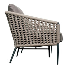 Afuera Living Modern Aluminum Outdoor 3-Seat Sofa, Dark Gray Frame, Cardamom Taupe Rope Weave, Foam Cushions with Zipper Covers, 78 in Wide, Weather-Resistant Patio Furniture for Relaxed Seating