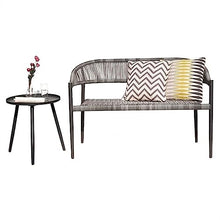Outdoor Bench All-Weather Patio Rattan Bench, 2-Seater Outdoor Rattan Bench with Round Coffee Table, PE Rattan Patio Furniture Set for Balcony Deck Backyard Garden Bench (Size : Set of 1)