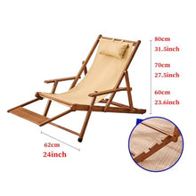 POLGDW Outdoor Wooden Patio Lounge Chair, Foldable Outdoor Sling Chairs Height Adjustment Portable Reclining Camping Beach Chair Wood Frame with Polyester Canvas