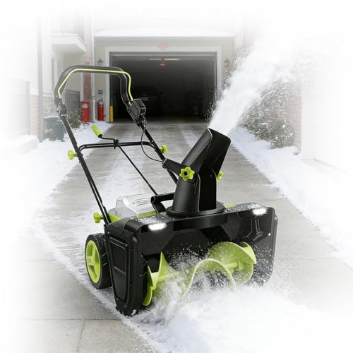 zhenmaster 40V Battery Brushless Cordless Snow Thrower,Electric Snow Shovel with 20-Inch Clearing Width & 25-Foot Throw Distance, Includes 2 Batteries for Easy Driveway Clearing