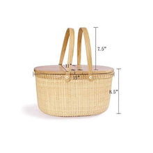 Storage Basket,Rattan Hand-Woven Garden Picnic Large Shopping Lid