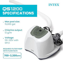 INTEX Krystal Clear 3,000 GPH Sand Filter Pump with QS1200 Saltwater System