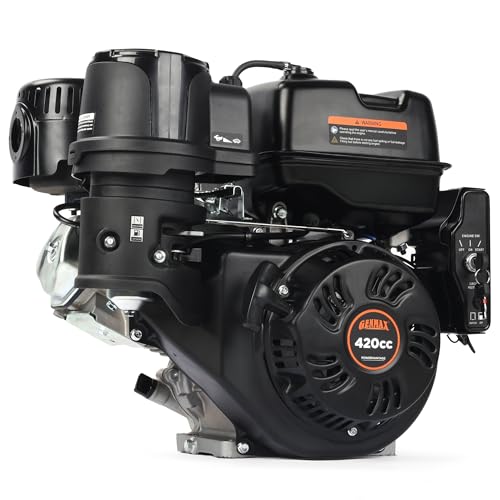 GENMAX 15HP 420cc Electric Start Gas Engine, Horizontal Shaft 1", 4-Stroke OHV, Replacement Engine for Log Splitter, Generator, Pressure Washer（GM420E）