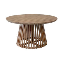 Escondido Outdoor Patio Round Dining Table in Light Eucalyptus Wood