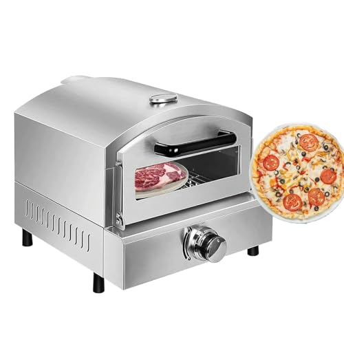12” Outdoor Propane Pizza Oven, Compact, Portable Pizza Maker, Stainless Steel Gas Pizza Oven, Countertop Pizza Oven for Camping Kitchen Party