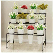 Flower Display stand with Flower Buckets, Movable Plant Cart Shelf Cut Flowers Container Shelf, Florist Plant Display Shelves Flower Shelf Ladder, Florist Bouqu（Black Frame White Bucket-100×60×88cm）