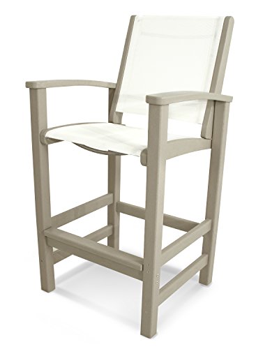 Polywood 9012-SA901 Coastal Bar Chair, Sand/White Sling