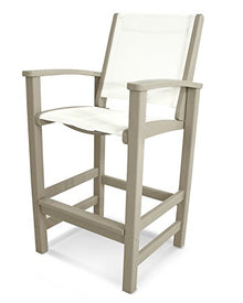 Polywood 9012-SA901 Coastal Bar Chair, Sand/White Sling