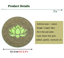 SGeneE Glow in The Dark Round Stepping Stone Set, Outdoor Luminous Lotus Stepping Stone Path Pavers, Home Villa Garden Patio Stones for Decorative Ground, 3pcs, Style 2